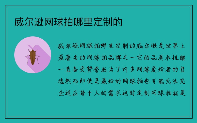 威尔逊网球拍哪里定制的